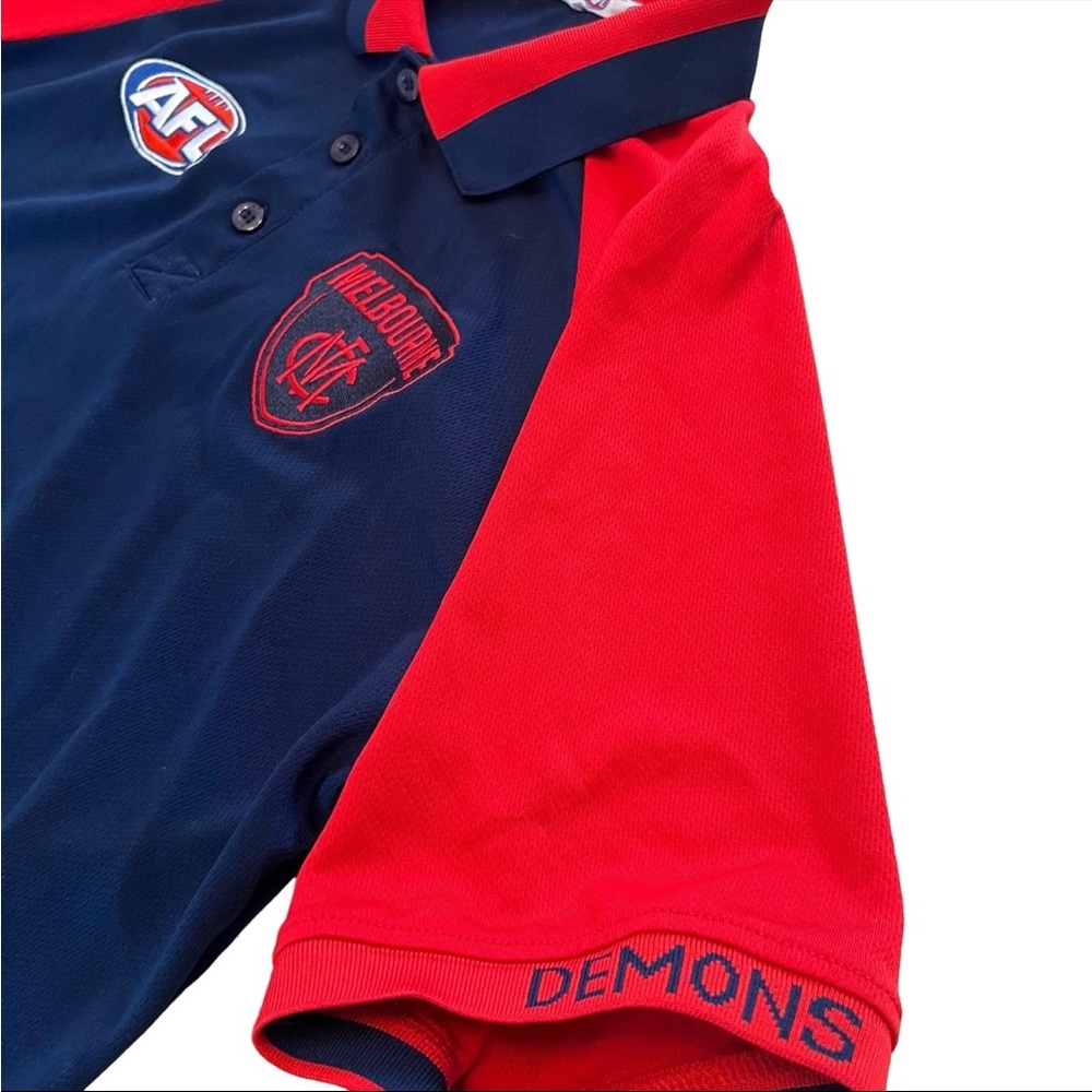 AFL Melbourne Demons Polo Shirt Size M Blue Red Australian Rules Football Dees - Picture 3 of 6
